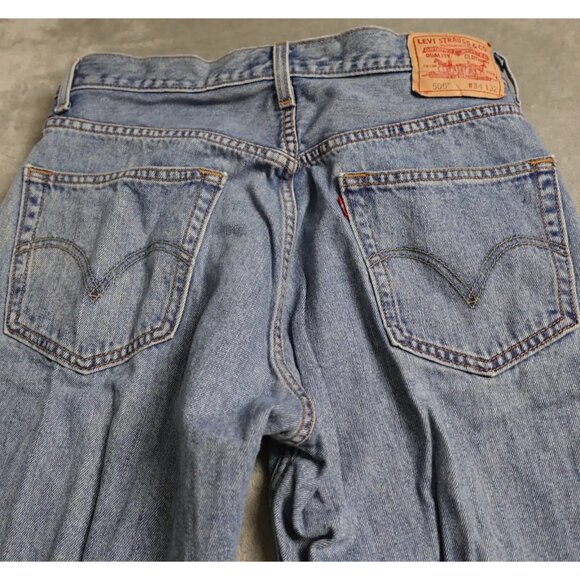 Vintage Levi's 505 Regular Fit Pants Men's 34X32 Blue Denim Straight Workwear - Picture 9 of 13
